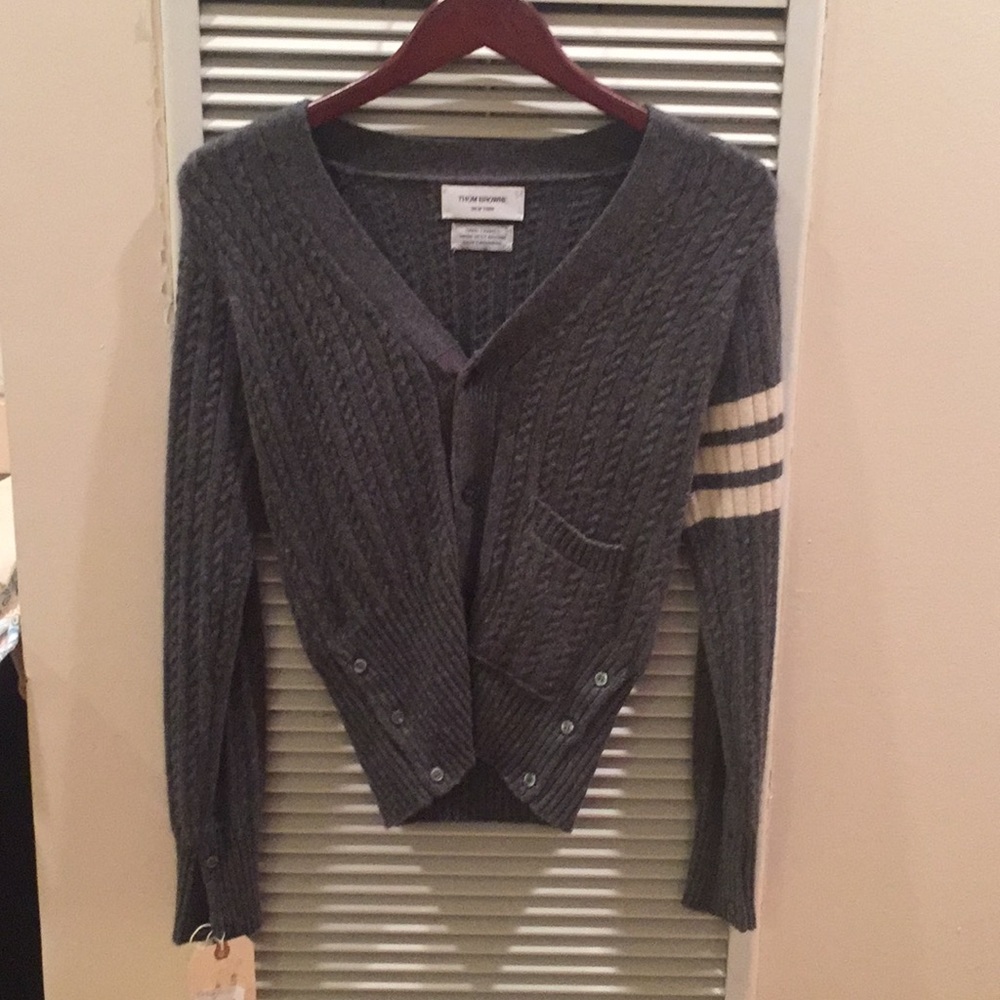 🆕Thom Browne Hand Framed Gray Cashmere Sweater